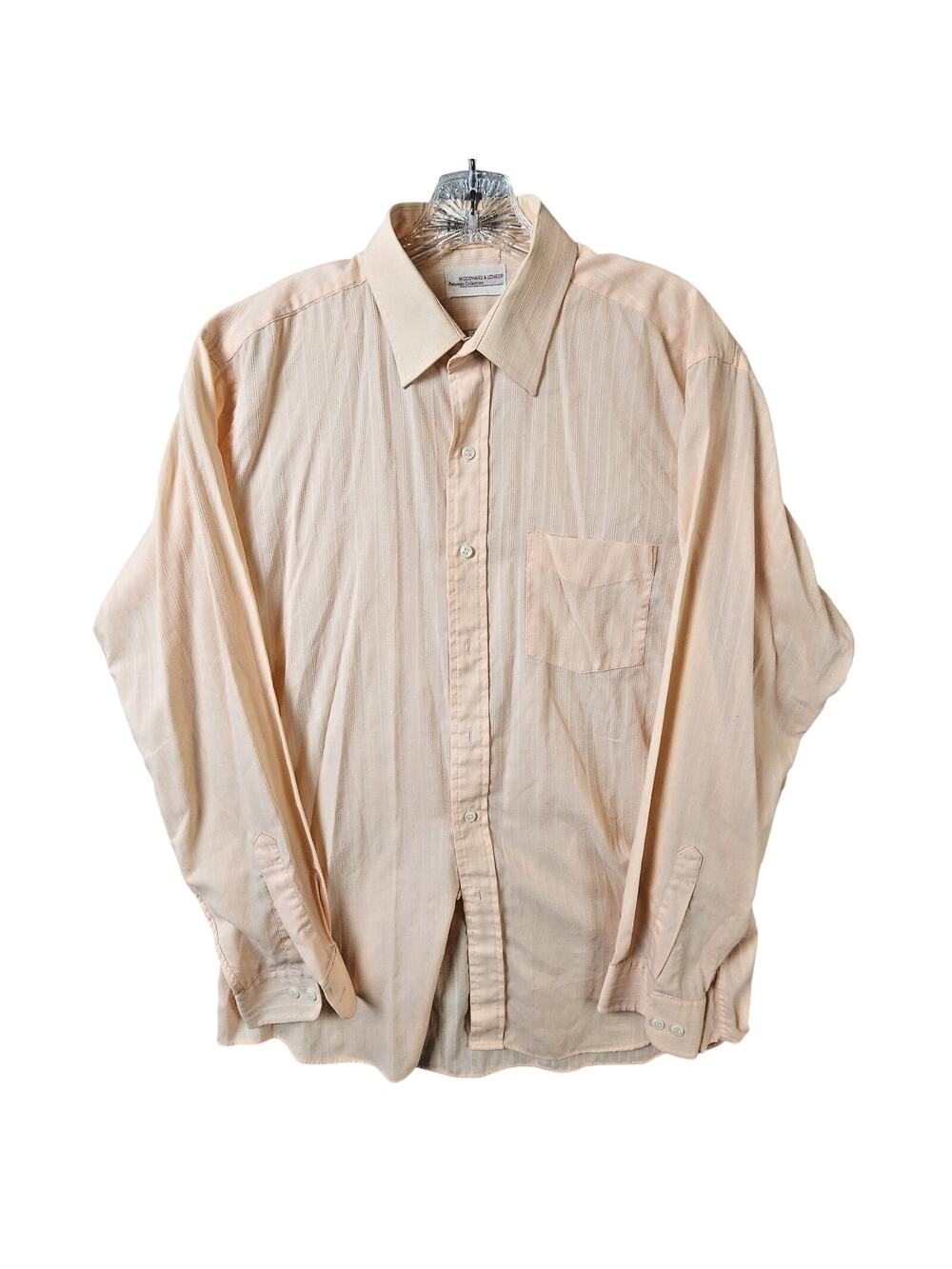 Woodward & Lothrop Full Cut Men's Dress Shirt 16-1/2 34/35 Poly/Cotton Peach